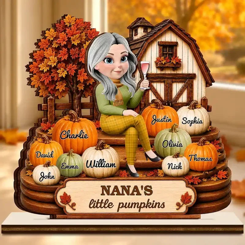 Personalized Wooden Plaque for Grandma with Pumpkins Gift