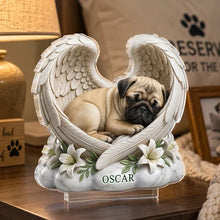 Load image into Gallery viewer, Personalized Acrylic Block Plaque Sleeping Dog Angel Wings Pet Memorial Gift
