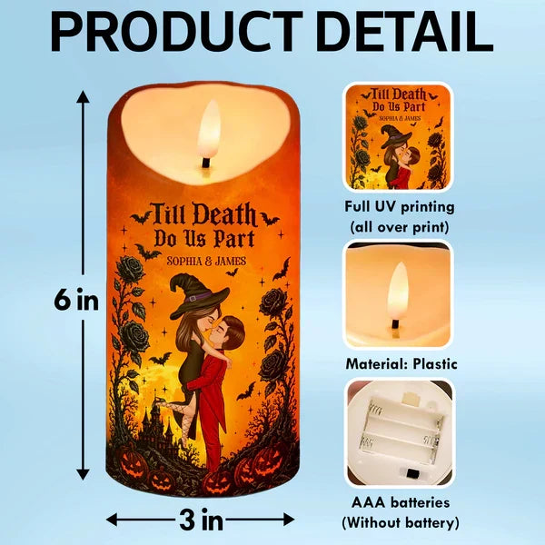 Personalized Flameless LED Candle Kissing Couple Halloween Decor Gift