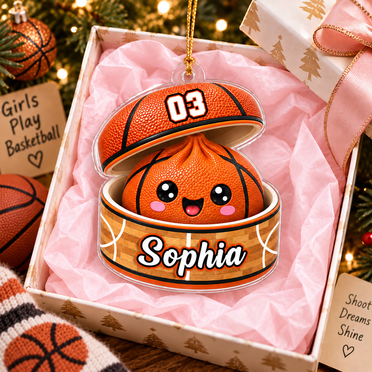Personalized Basketball Dumpling Acrylic Ornament Gift for Kids