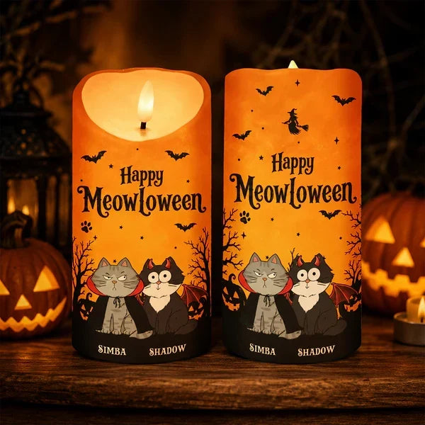Personalized Flameless LED Candle Custom Cat Art Gift for Cat Mom