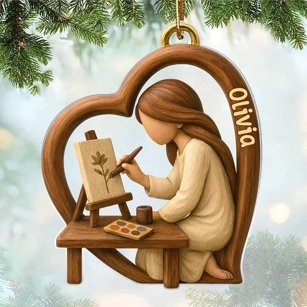 Personalized Acrylic Christmas Ornament Heart Artist Gift