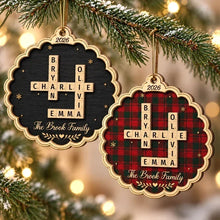 Load image into Gallery viewer, Personalized 2-Layer Wooden Ornament Family Crossword Gift for Grandparents

