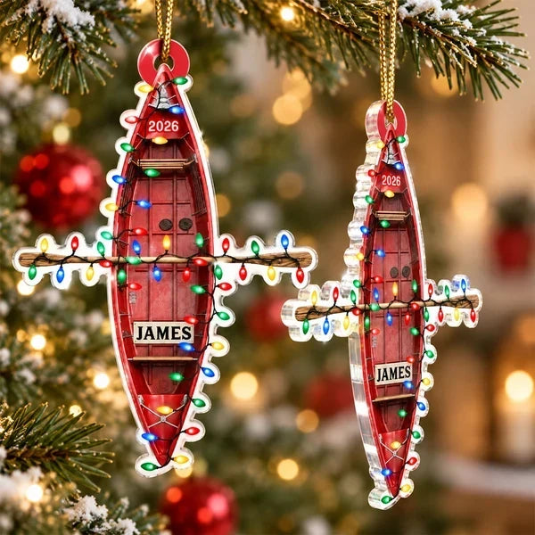 Personalized Red Kayak Acrylic Ornament Custom Gift for Boaters