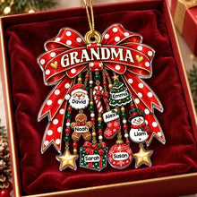 Load image into Gallery viewer, Personalized Acrylic Christmas Ornament Gift for Grandma with Red Bow
