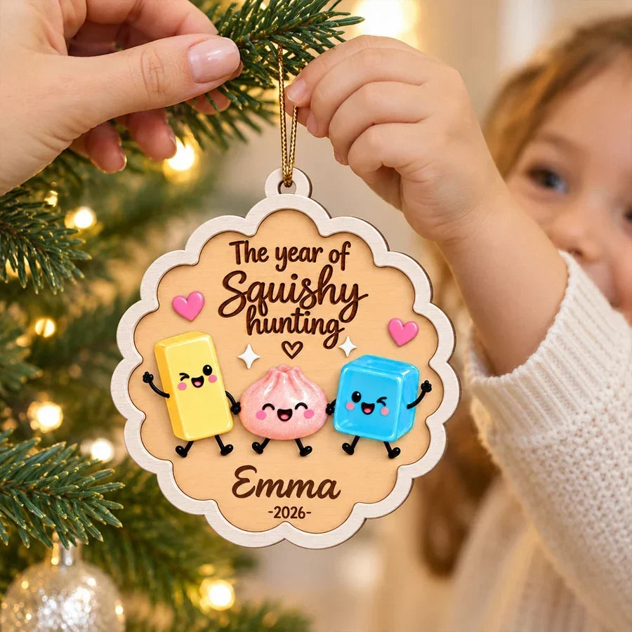 Personalized Squishy Friends Wooden Ornament for Kids Christmas Gift
