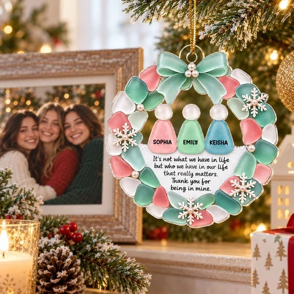 Personalized Acrylic Ornament Heart Wreath Gift for Best Friend