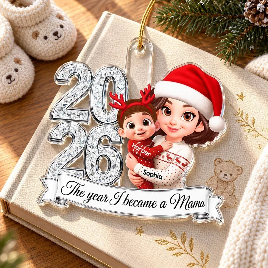 Personalized Acrylic Ornament New Mom Christmas Gift 2023