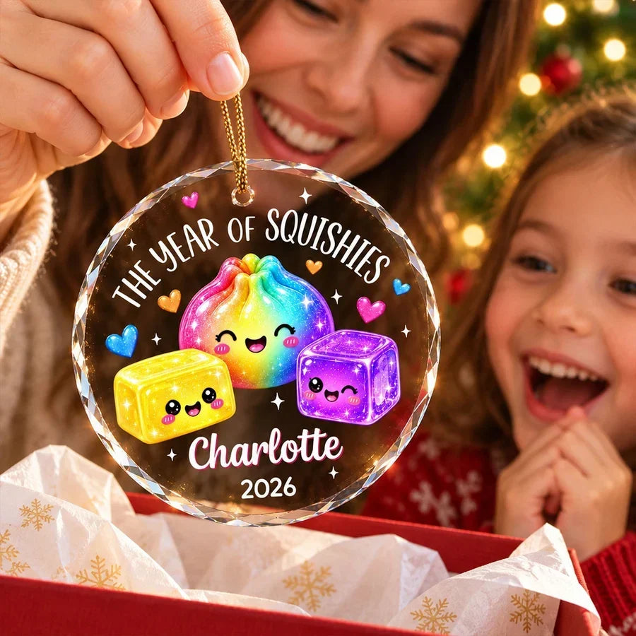 Personalized Glass Crystal Ornament Rainbow Squishies Gift for Kids