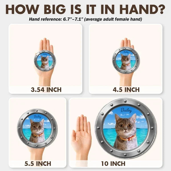 Personalized Acrylic Dog Magnet Peeking Through Porthole Gift for Pet Owners