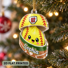 Load image into Gallery viewer, Personalized Softball Acrylic Ornament Cute Yellow Gift for Daughter and Son
