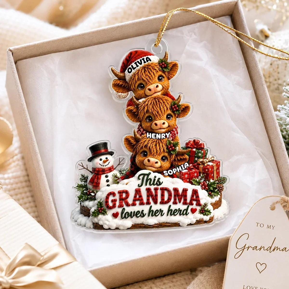 Personalized Acrylic Ornament Custom Gift for Grandma Holiday Cheer