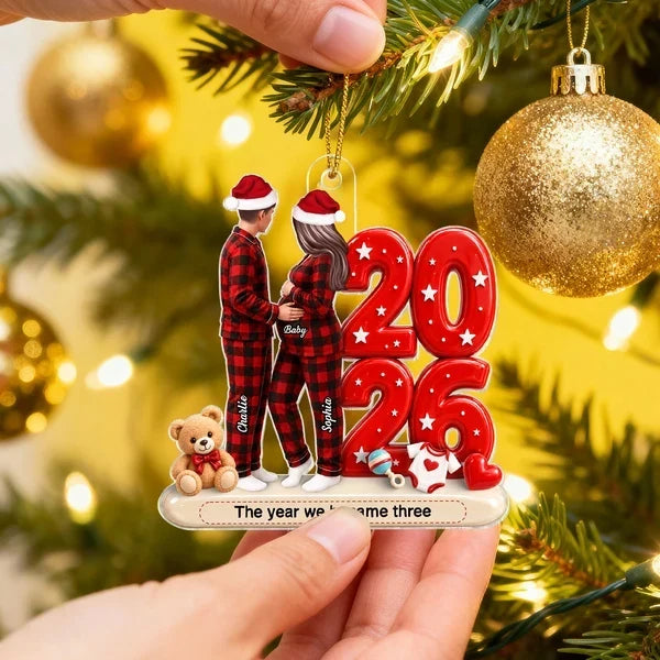 Personalized Acrylic Ornament Expecting Couple Baby Bump Gift