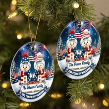 Load image into Gallery viewer, Personalized Snowman Family Ornament Ceramic Gift for Christmas
