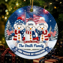 Load image into Gallery viewer, Personalized Snowman Family Ornament Ceramic Gift for Christmas
