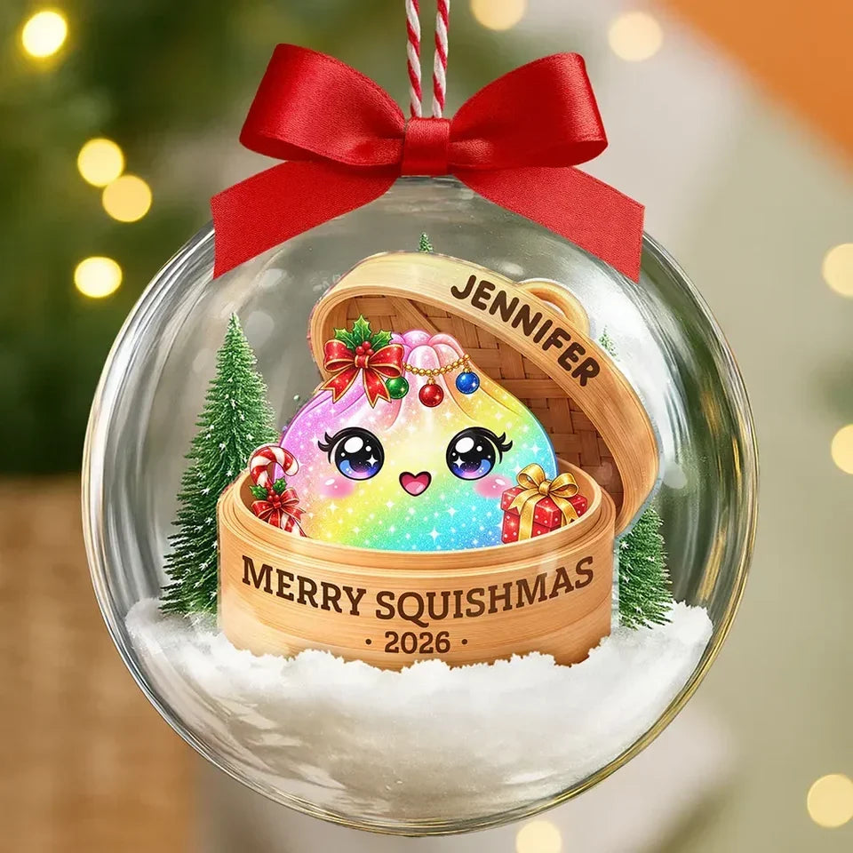 Personalized Acrylic Snow Globe Ornament Rainbow Dumpling Gift for Christmas
