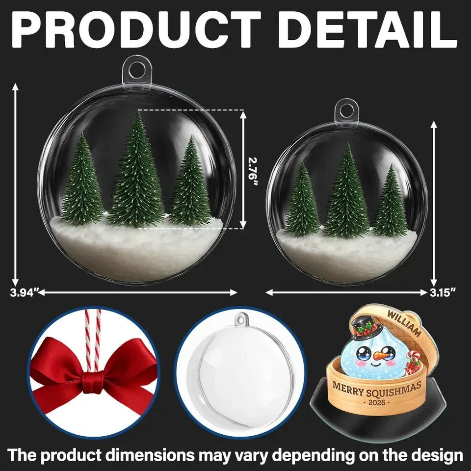 Personalized Acrylic Snow Globe Ornament Rainbow Dumpling Gift for Christmas