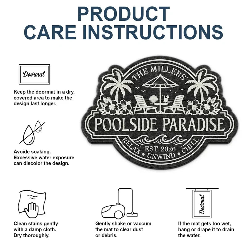 Personalized Shaped Doormat Relax Unwind Chill Pool Gift for Families