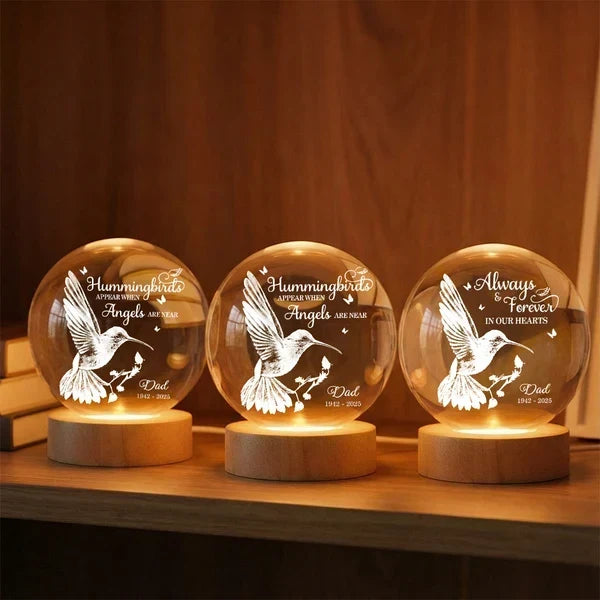 Personalized Hummingbird Globe Lamp Memorial Gift for Loved Ones