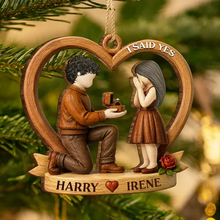 Load image into Gallery viewer, Personalized Wooden Engagement Ornament Custom Couple Gift
