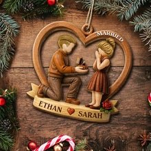 Load image into Gallery viewer, Personalized Wooden Engagement Ornament Custom Couple Gift
