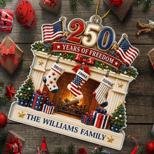 Load image into Gallery viewer, Personalized U.S. Flag Acrylic Ornament Custom Family Keepsake
