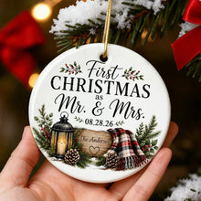 Load image into Gallery viewer, Personalized Ceramic Ornament First Christmas as Mr &amp; Mrs Couple Gift
