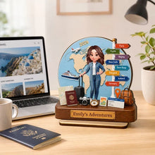 Load image into Gallery viewer, Personalized 2-Layer Wooden Travel Plaque Unique Gift for Adventurers
