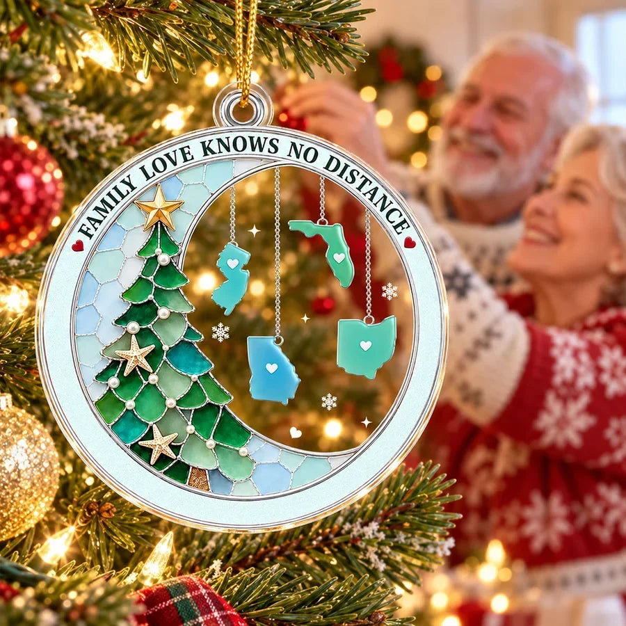 Personalized Family Map Acrylic Ornament Unique Gift for Christmas