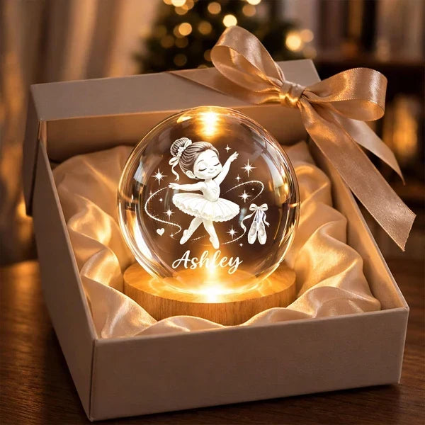 Personalized Ballerina Globe Lamp Custom Name Gift for Daughter