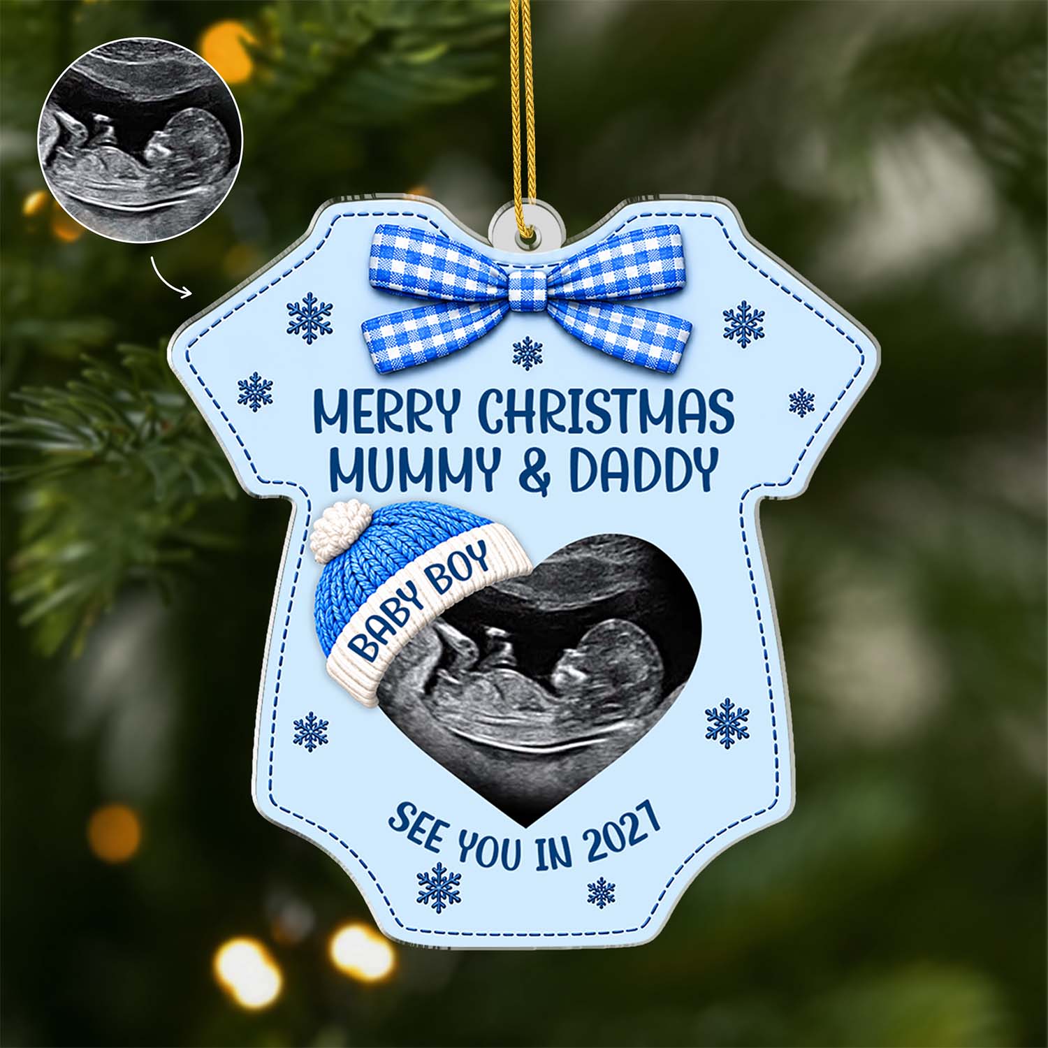 Personalized Ultrasound Acrylic Ornament Gift for Expecting Parents