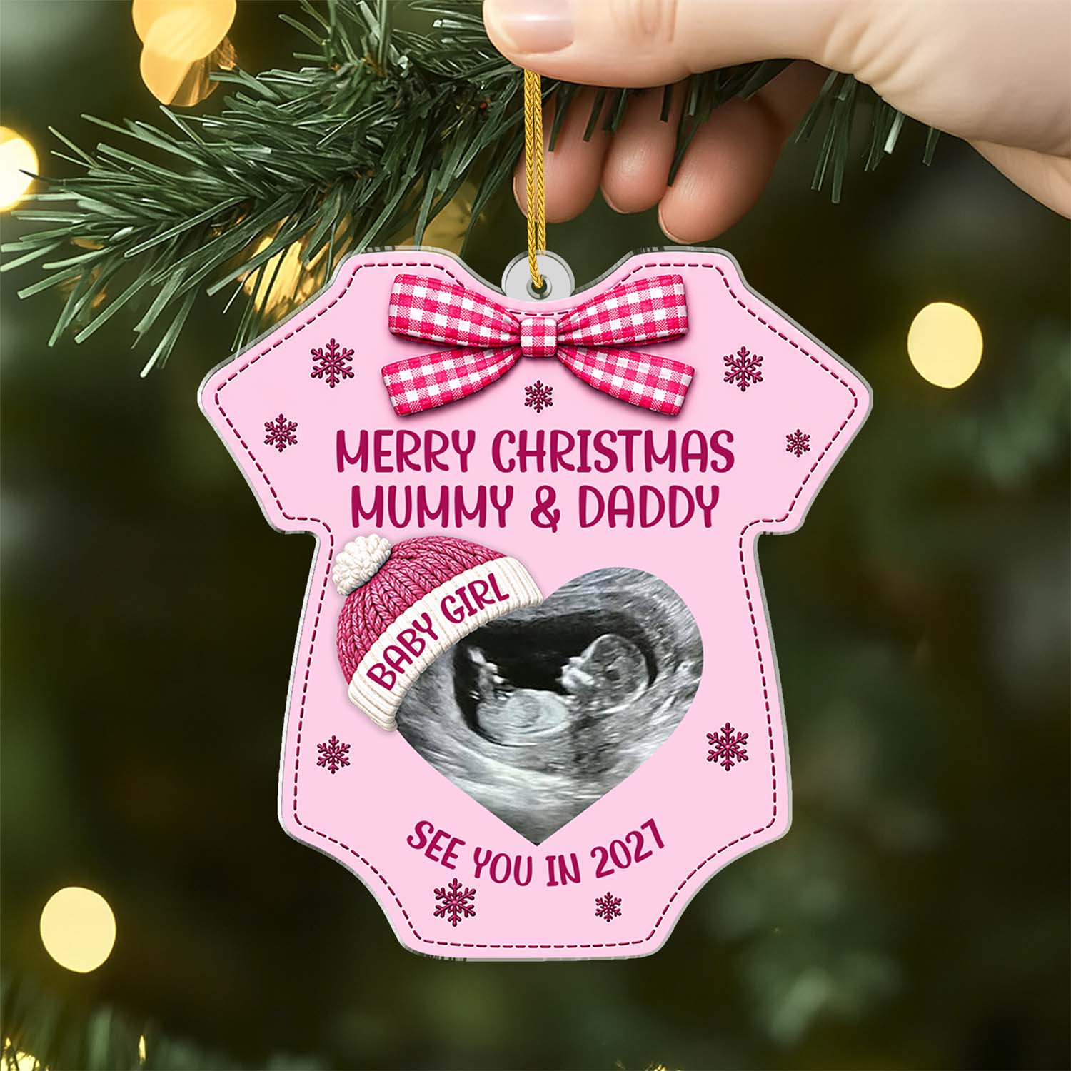 Personalized Ultrasound Acrylic Ornament Gift for Expecting Parents