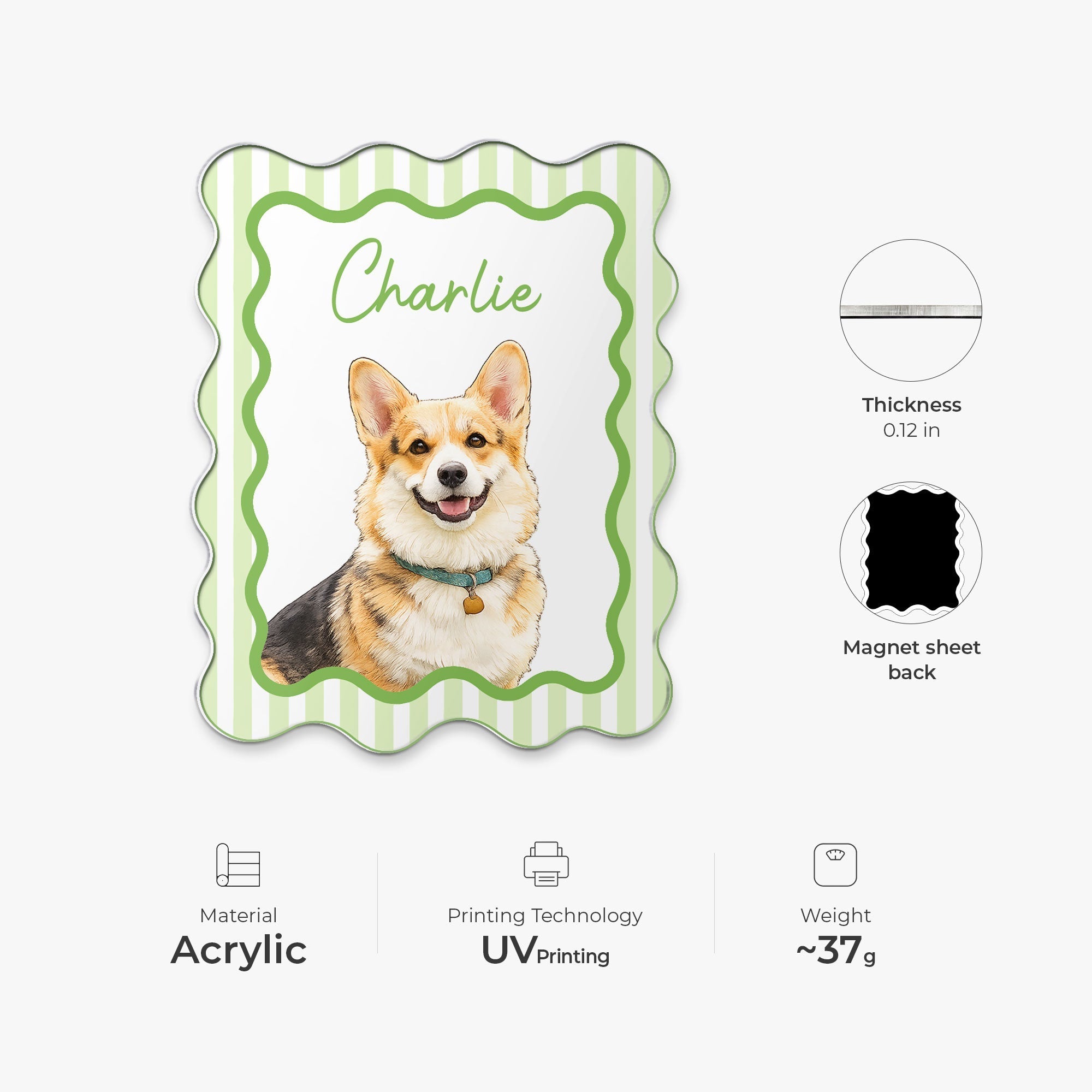 Personalized Acrylic Magnet Watercolor Pet Portrait Gift for Pet Owners