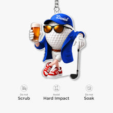 Load image into Gallery viewer, Personalized Golf Keychain with Beer Design Gift for Dad
