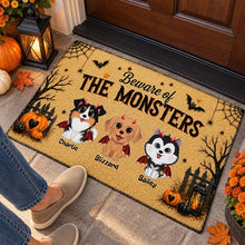 Load image into Gallery viewer, Personalized Halloween Doormat for Dog Lovers, Cute Pumpkins Design
