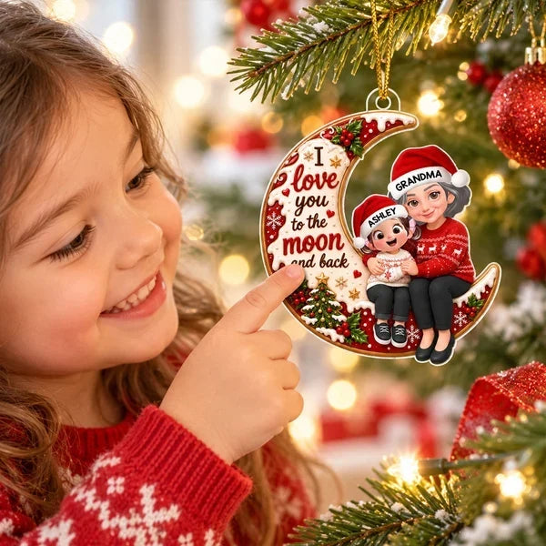 Personalized Acrylic Ornament for Grandma with Grandchild Custom Gift