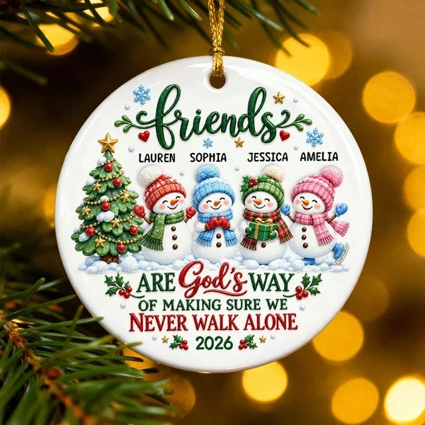 Personalized Snowman Ceramic Ornament Gift for Best Friend Christmas