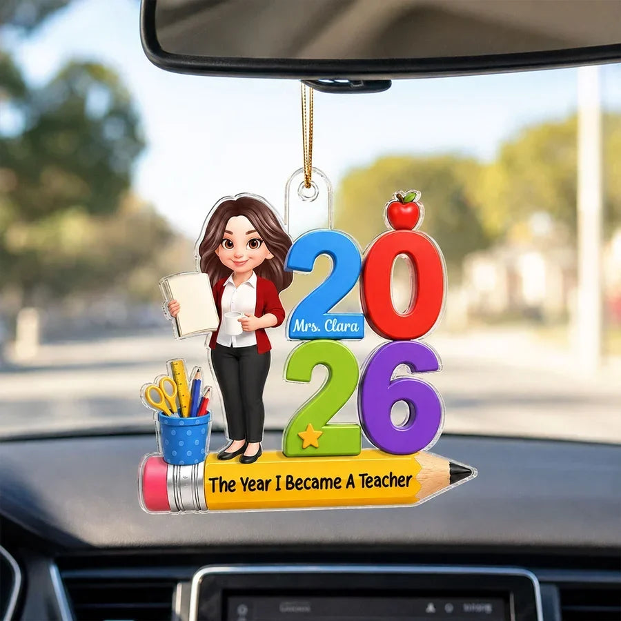Personalized Teacher Acrylic Ornament Colorful Classroom Gift