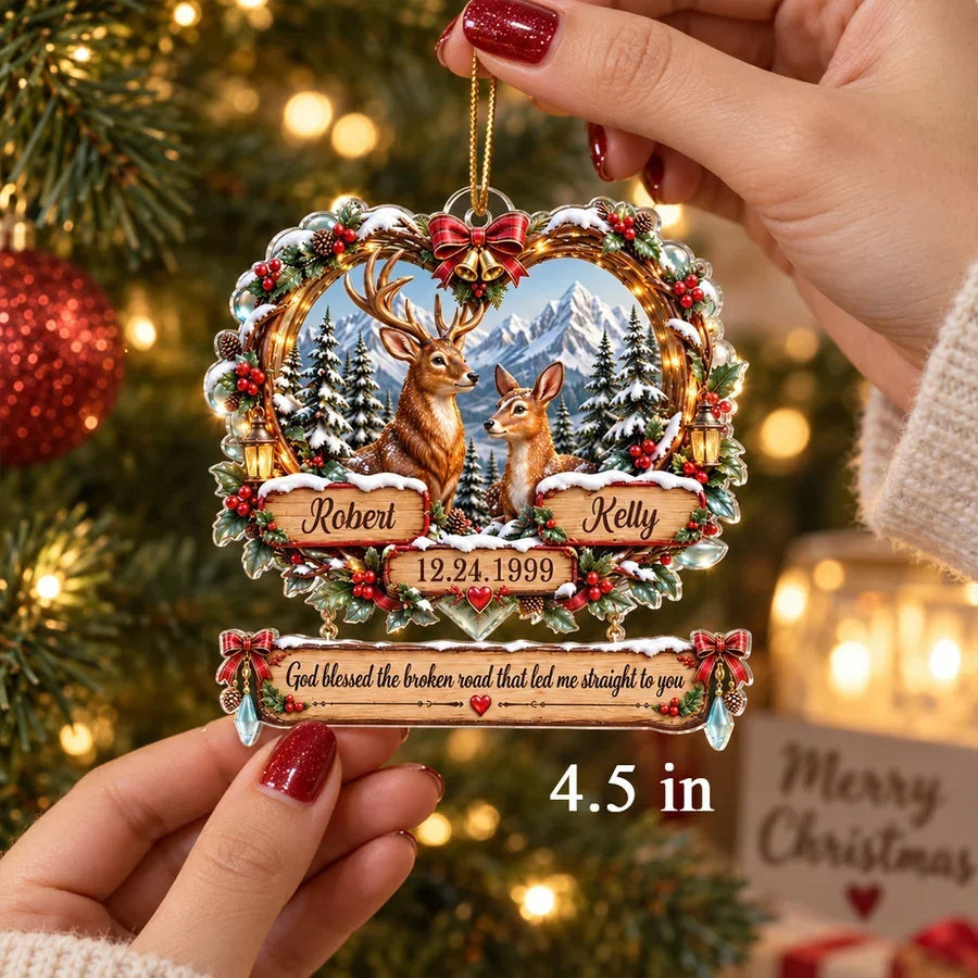 Personalized Acrylic Christmas Ornament Deer Couple Gift