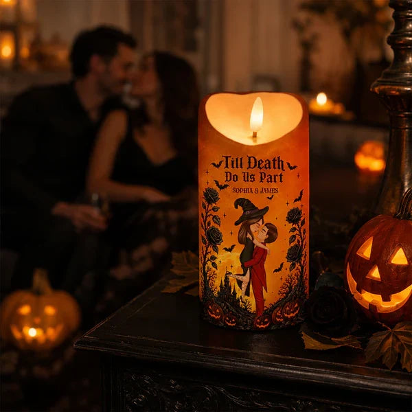 Personalized Flameless LED Candle Kissing Couple Halloween Decor Gift