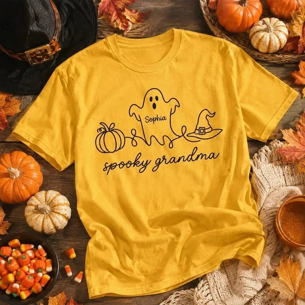 Personalized Spooky Grandma Tee Cute Halloween Gift Idea