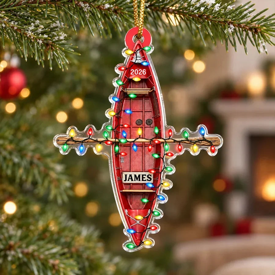 Personalized Red Kayak Acrylic Ornament Custom Gift for Boaters