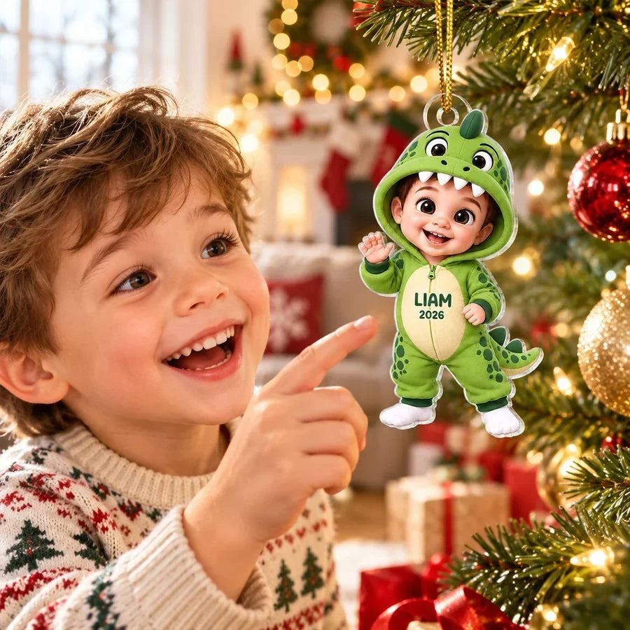 Personalized Dinosaur Costume Acrylic Ornament Gift for Kids