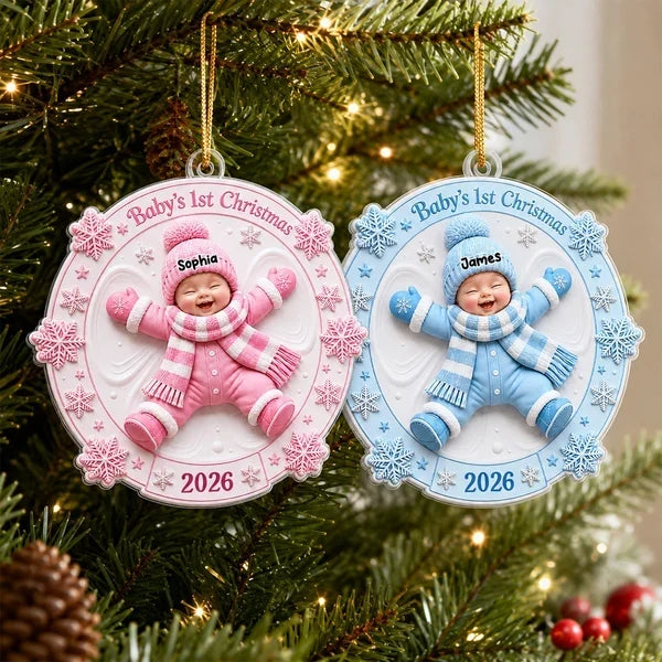 Personalized Baby Snow Angel Ornament Custom Name Unique Gift for New Parents