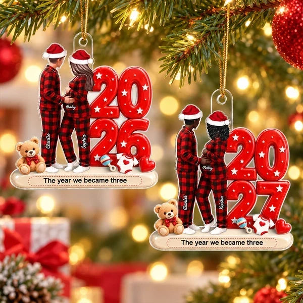 Personalized Acrylic Ornament Expecting Couple Baby Bump Gift