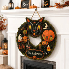 Load image into Gallery viewer, Personalized Black Cat Wooden Sign Custom Gift for Cat Lovers Halloween
