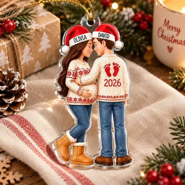 Personalized Acrylic Ornament Expecting Couple Christmas Gift
