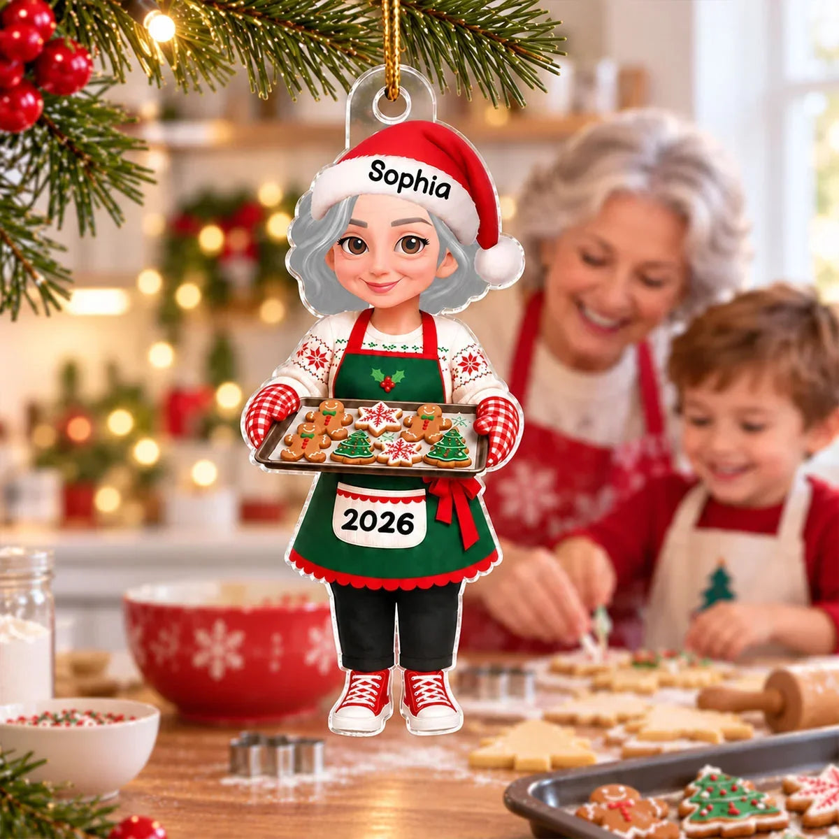 Personalized Acrylic Ornament Grandma Cookie Baker Christmas Gift