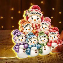 Load image into Gallery viewer, Personalized Acrylic Light Box Grandkids Snowman Gift for Grandma
