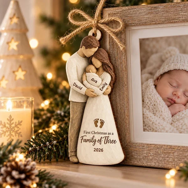 Personalized Wooden Ornament for New Parents | Baby Christmas Gift